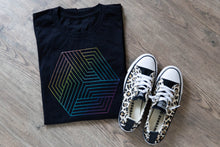 Load image into Gallery viewer, Colorful Rainbow Hexie Linework T-Shirt