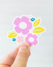 Load image into Gallery viewer, Playground Bloom Sticker – Colorful Floral + Sawtooth Star Design | Quilting-Inspired Vinyl Sticker