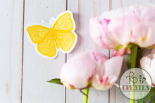 Load image into Gallery viewer, Yellow Butterfly Clear Vinyl Sticker