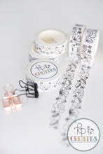 Load image into Gallery viewer, Black and White Floral Washi Tape