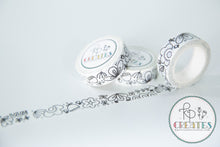 Load image into Gallery viewer, Black and White Floral Washi Tape