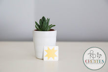 Load image into Gallery viewer, Yellow Sawtooth Star Quilt Block Vinyl Sticker