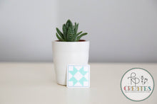 Load image into Gallery viewer, Aqua Quilt Block Vinyl Sticker