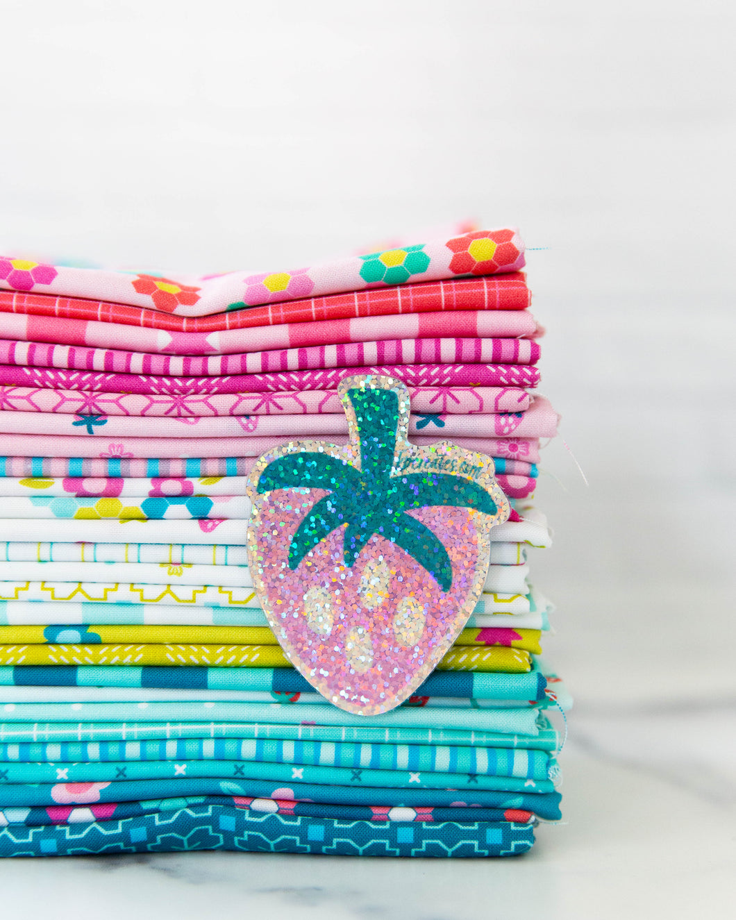 Strawberry Sparkle Sticker- Glitter Pink Strawberry Vinyl Sticker | ColorPop Playground Collection