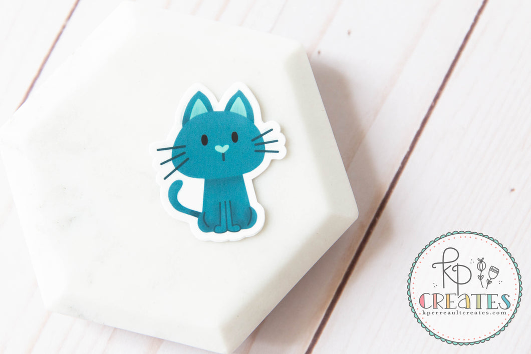 Teal Cat Vinyl Sticker